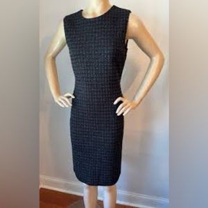 St. John Black Sheath dress with gold and black thread